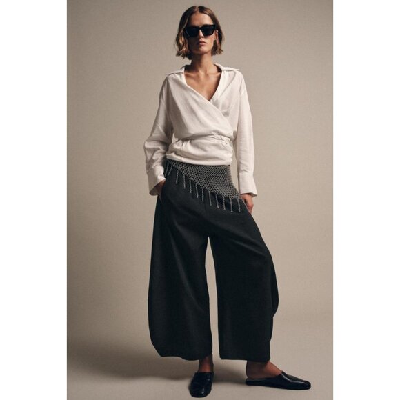 ZARA FLOWY WIDE LEG WOOL PANTS ZW COLLECTION - Picture 2 of 8
